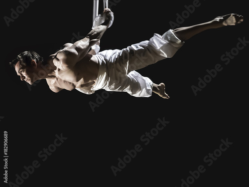 Male Aerialist Performing Back Lever