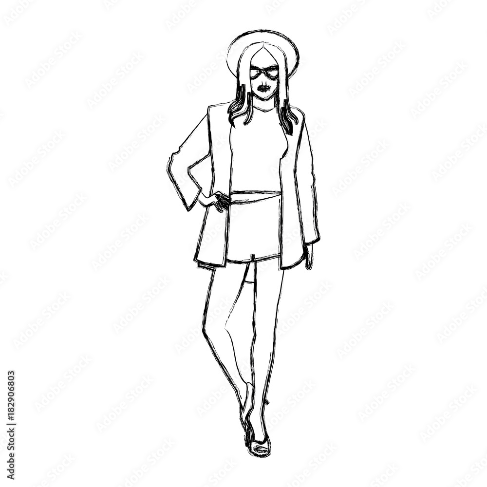 Model woman fashion clothes icon vector illustration graphic design Model woman fashion clothes icon vector illustration graphic design