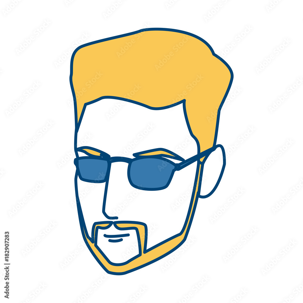 Young man face with sunglasses icon vector illustration graphic design