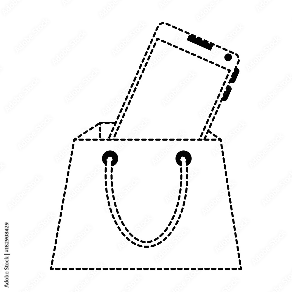 shopping bag with smartphone vector illustration design shopping bag with smartphone vector illustration design