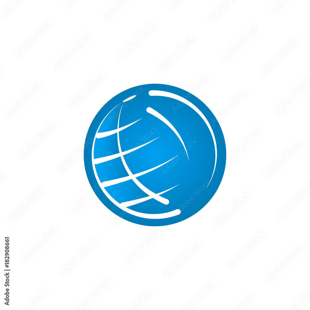Globe logo concept in blue, vector illustration template Globe logo concept in blue, vector illustration template