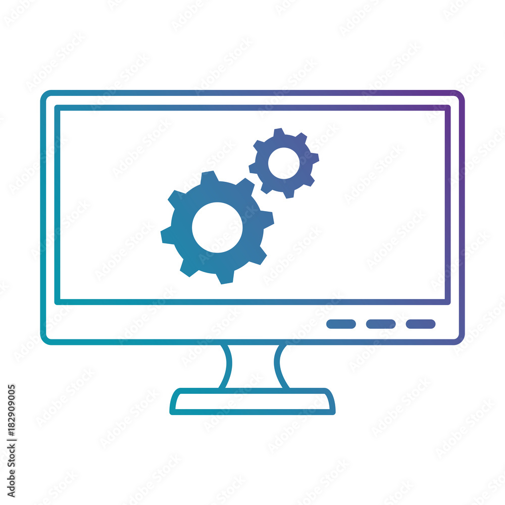 monitor computer with gears vector illustration design monitor computer with gears vector illustration design
