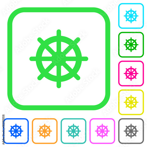 Steering wheel vivid colored flat icons icons
