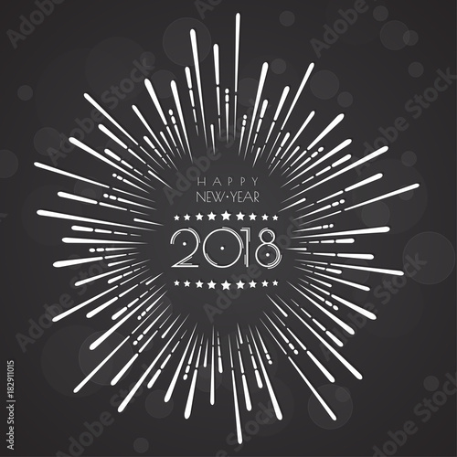 Greeting card design template with Modern Text for 2018 New Year of the Dog. Color number 2018 drawn lettering on colorful background. Vector illustration.