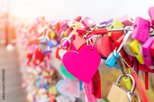 The Love Key Ceremony at N Seoul Tower in Seoul City, Korea. Located on Namsan Mountain in the center of Seoul City.