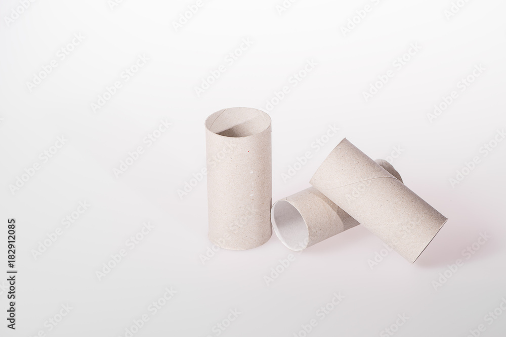 empty toilet roll on a white background empty toilet roll on a white background