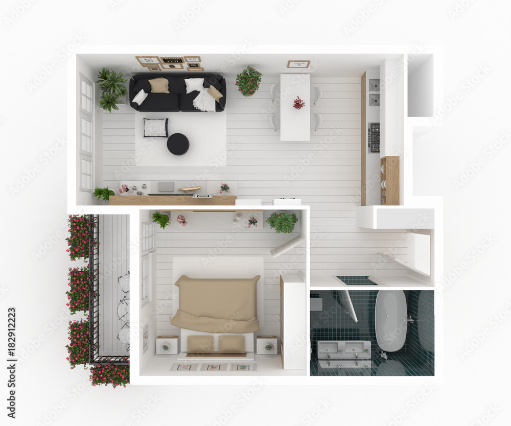 furnished home apartment 3d illustration furnished home apartment 3d illustration