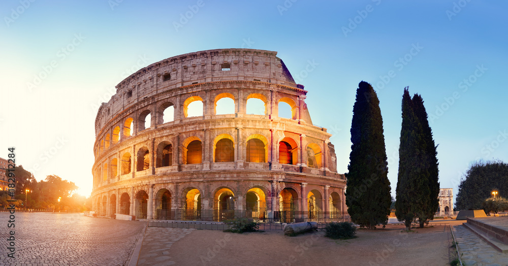 Panoramic image of Colosseum (Coliseum) in Rome, Italy