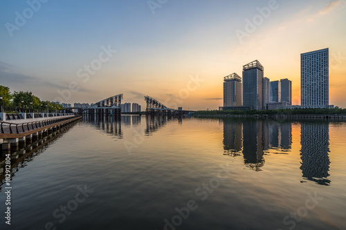 urban skyline and modern buildings at dusk, cityscape of China.. © hallojulie