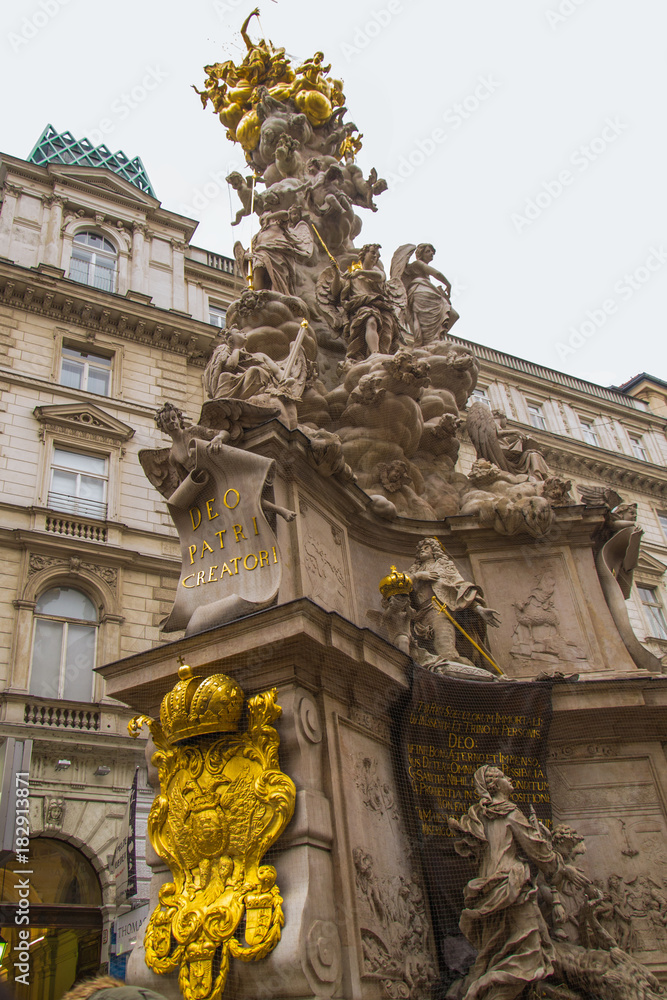 Vienna, Austria December 31, 2013: The Plague column, Graben, Vienna