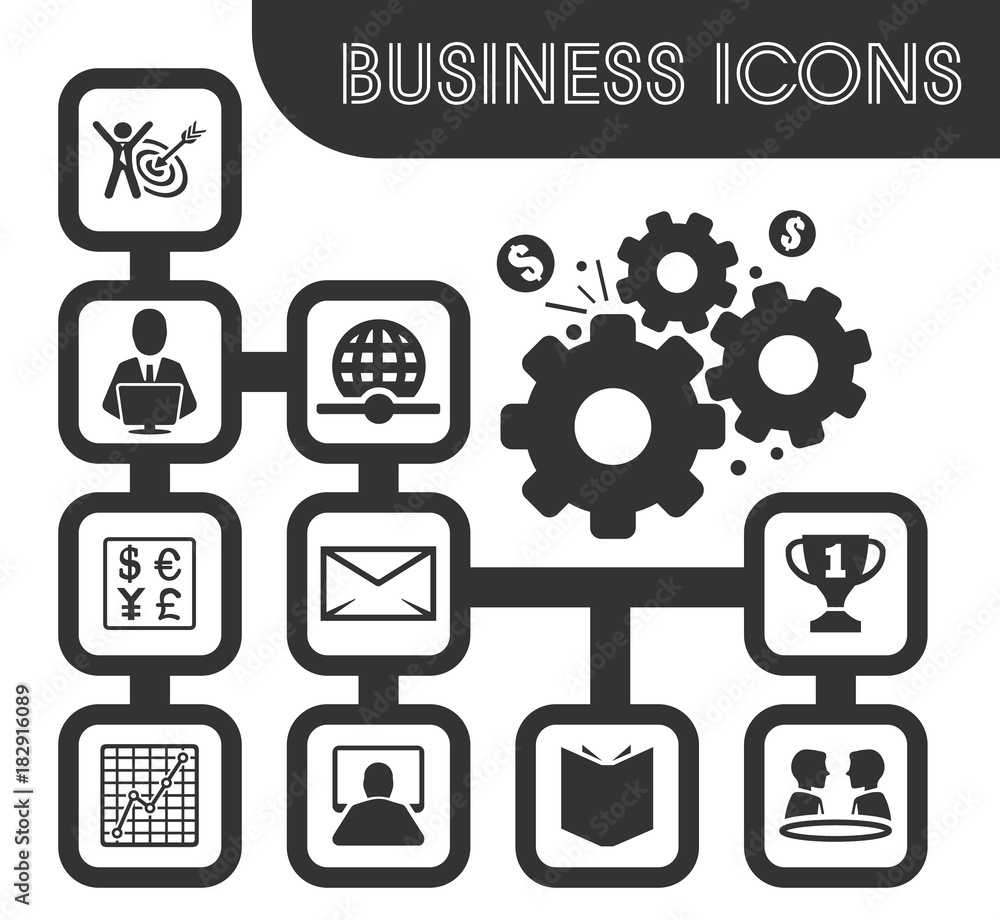 Business outline icons set