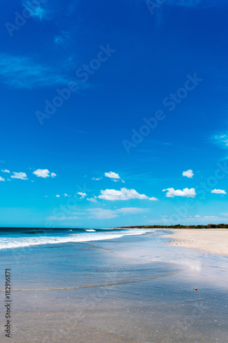 Fototapeta Naklejka Na Ścianę i Meble -  waves break on a sunny blue beach