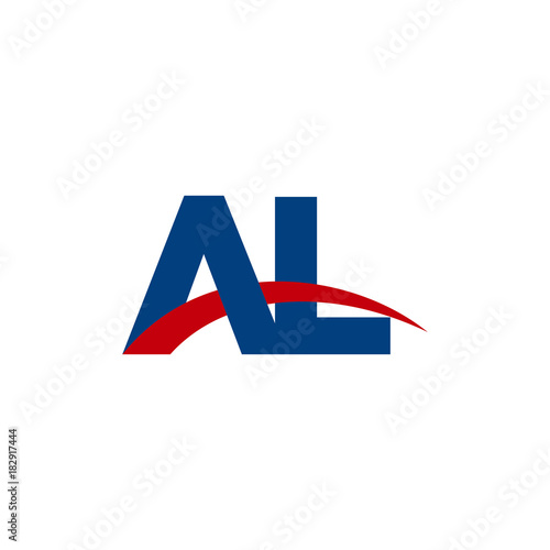 Initial letter AL, overlapping movement swoosh logo, red blue color