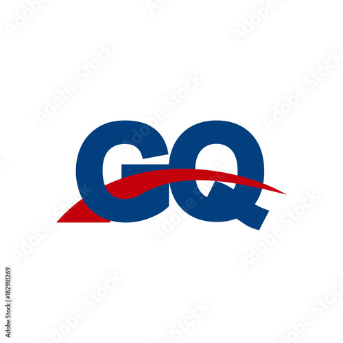 Initial letter GQ, overlapping movement swoosh logo, red blue color