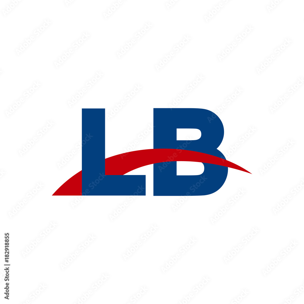 Initial letter LB, overlapping movement swoosh logo, red blue color Initial letter LB, overlapping movement swoosh logo, red blue color