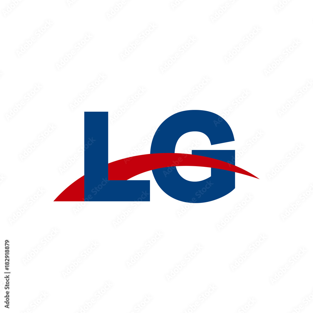 Initial letter LG, overlapping movement swoosh logo, red blue color Initial letter LG, overlapping movement swoosh logo, red blue color