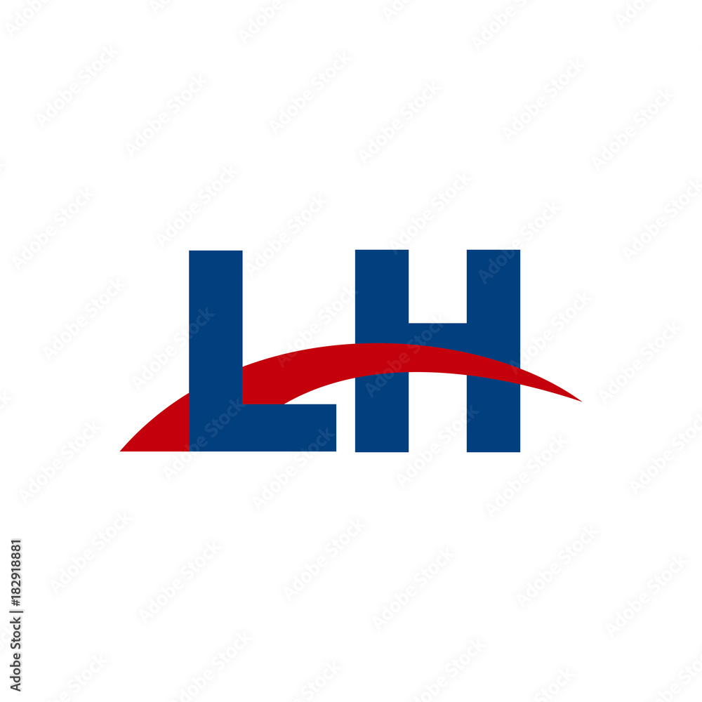 Initial letter LH, overlapping movement swoosh logo, red blue color Initial letter LH, overlapping movement swoosh logo, red blue color