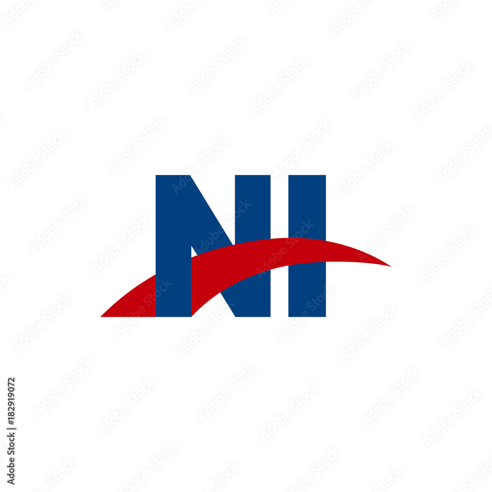 Initial letter NI, overlapping movement swoosh logo, red blue color Initial letter NI, overlapping movement swoosh logo, red blue color
