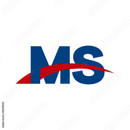 Free Download Initial letter MS, overlapping movement swoosh logo, red blue color - GFXLoad