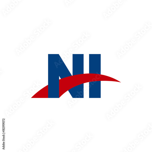 Initial letter NI, overlapping movement swoosh logo, red blue color