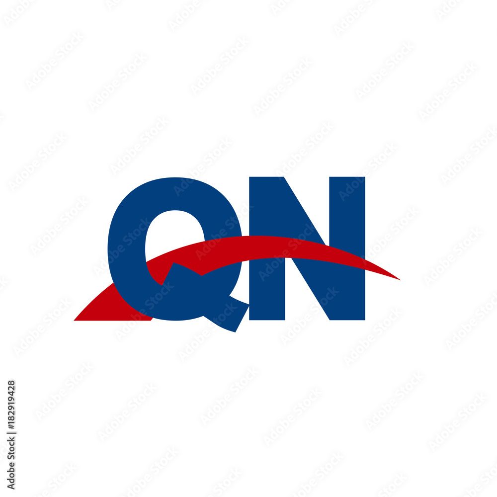 Obraz premium Initial letter QN, overlapping movement swoosh logo, red blue color