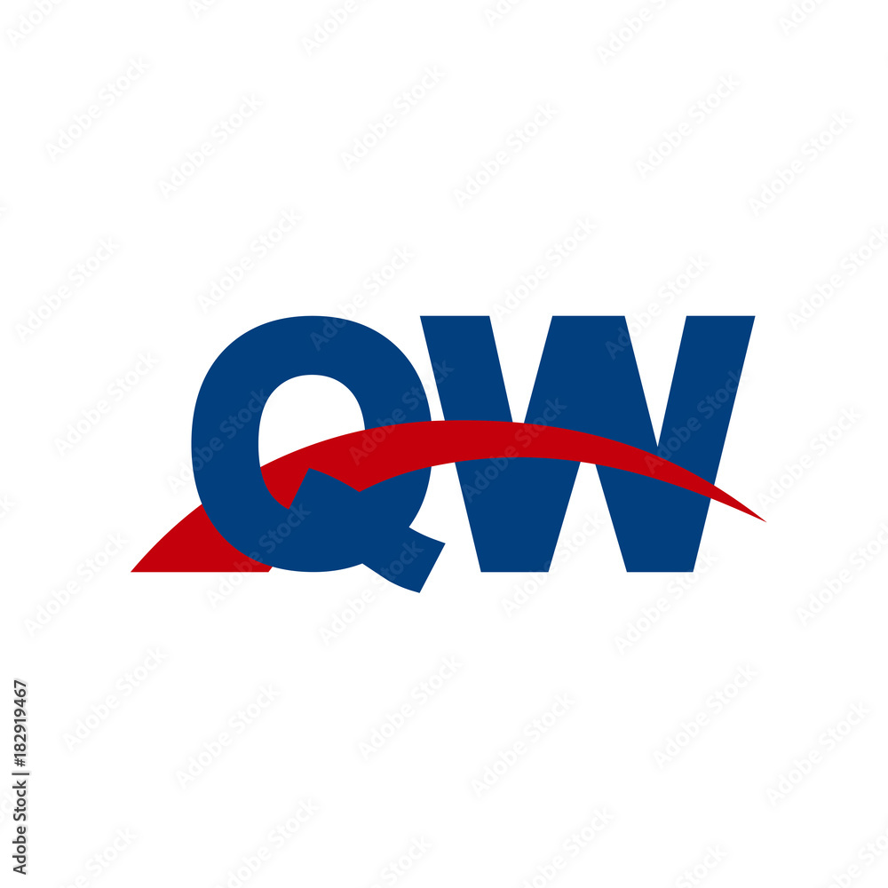 Obraz premium Initial letter QW, overlapping movement swoosh logo, red blue color