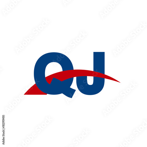 Initial letter QJ, overlapping movement swoosh logo, red blue color
