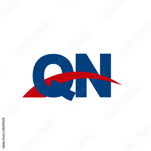 Initial letter QN, overlapping movement swoosh logo, red blue color