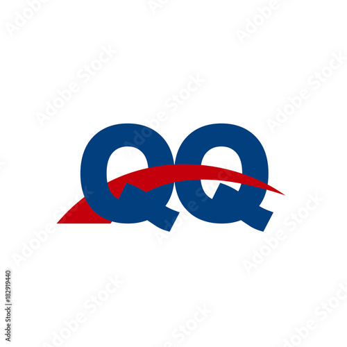 Initial letter QQ, overlapping movement swoosh logo, red blue color