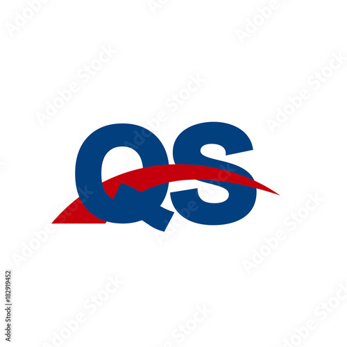 Initial letter QS, overlapping movement swoosh logo, red blue color