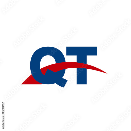 Free Download Initial letter QT, overlapping movement swoosh logo, red blue color - GFXLoad