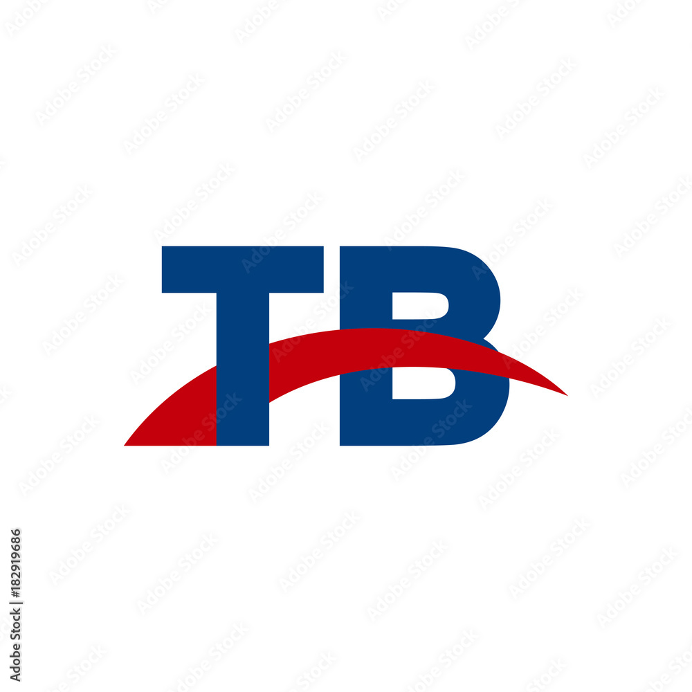 Initial letter TB, overlapping movement swoosh logo, red blue color Initial letter TB, overlapping movement swoosh logo, red blue color