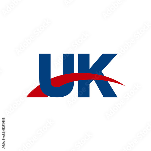 Free Download Initial letter UK, overlapping movement swoosh logo, red blue color - GFXLoad