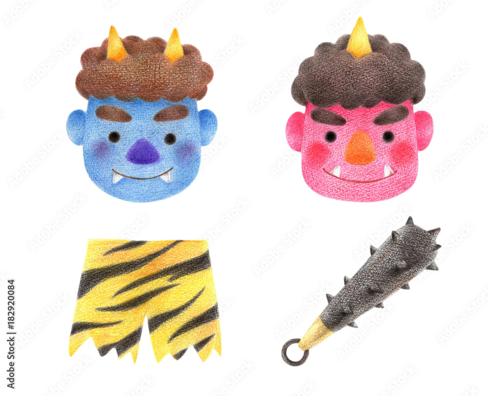 赤鬼青鬼棍棒鬼のパンツ節分stock Illustration Adobe Stock