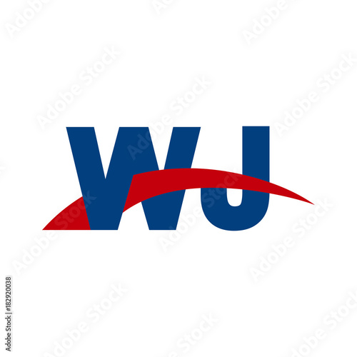Free Download Initial letter WJ, overlapping movement swoosh logo, red blue color - GFXLoad