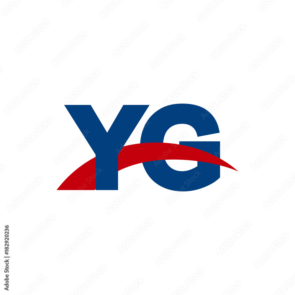 Initial letter YG, overlapping movement swoosh logo, red blue color Initial letter YG, overlapping movement swoosh logo, red blue color