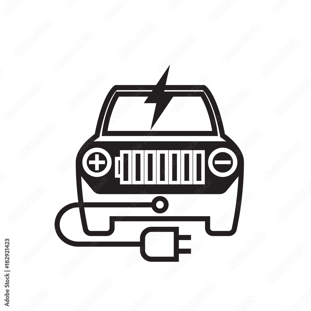 Icon Electric Car Flat style vector illustration. Icon Electric Car Flat style vector illustration.