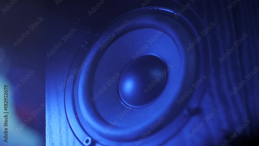 Loud Speaker in Action. Close up view of details loudspeaker woofer and tweeter driver. Loud Speaker in Action. Close up view of details loudspeaker woofer and tweeter driver.
