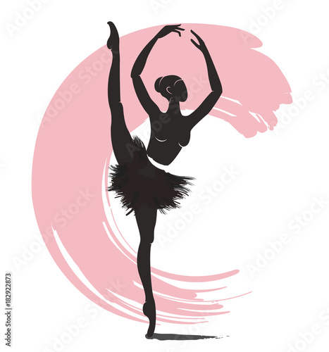 woman ballerina, ballet logo icon for ballet school dance studio vector illustration 