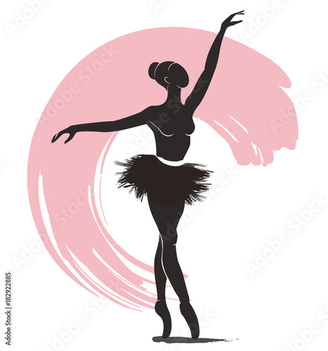 woman ballerina, ballet logo icon for ballet school dance studio vector illustration 