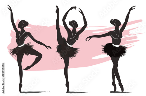 set of woman ballerina, ballet logo icon for ballet school dance studio vector illustration