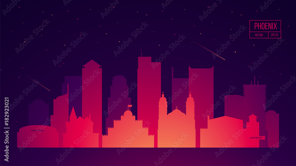 Phoenix skyline with buildings vector illustration Phoenix skyline with buildings vector illustration