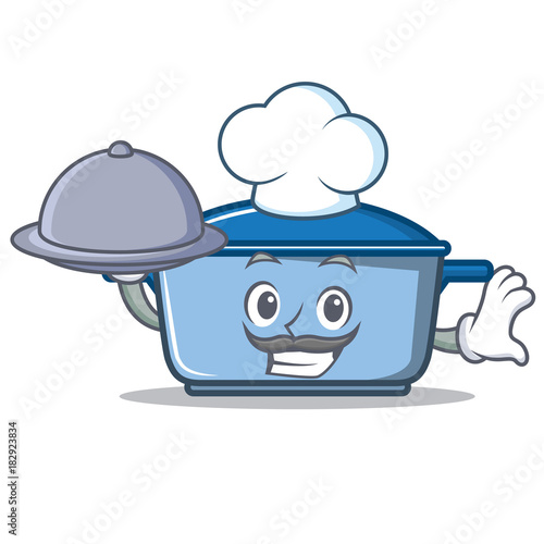 Chef with food kitchen character cartoon style