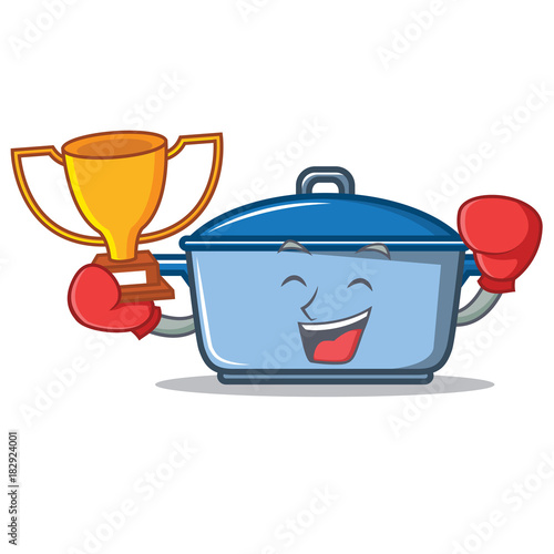 Boxing winner kitchen character cartoon style