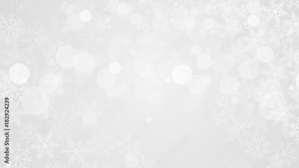 Abstract Sparkling Snowflakes and Bokeh White and Gray Vector Backgrounds Abstract Sparkling Snowflakes and Bokeh White and Gray Vector Backgrounds