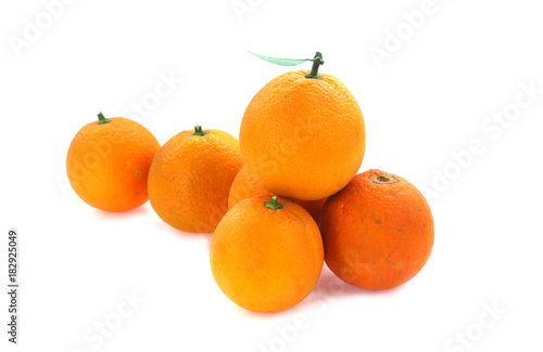 Fresh picked orange isolated on white background