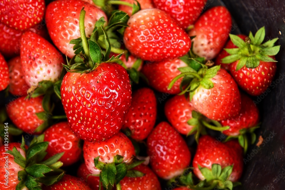 Top view of fresh strawberry background Top view of fresh strawberry background