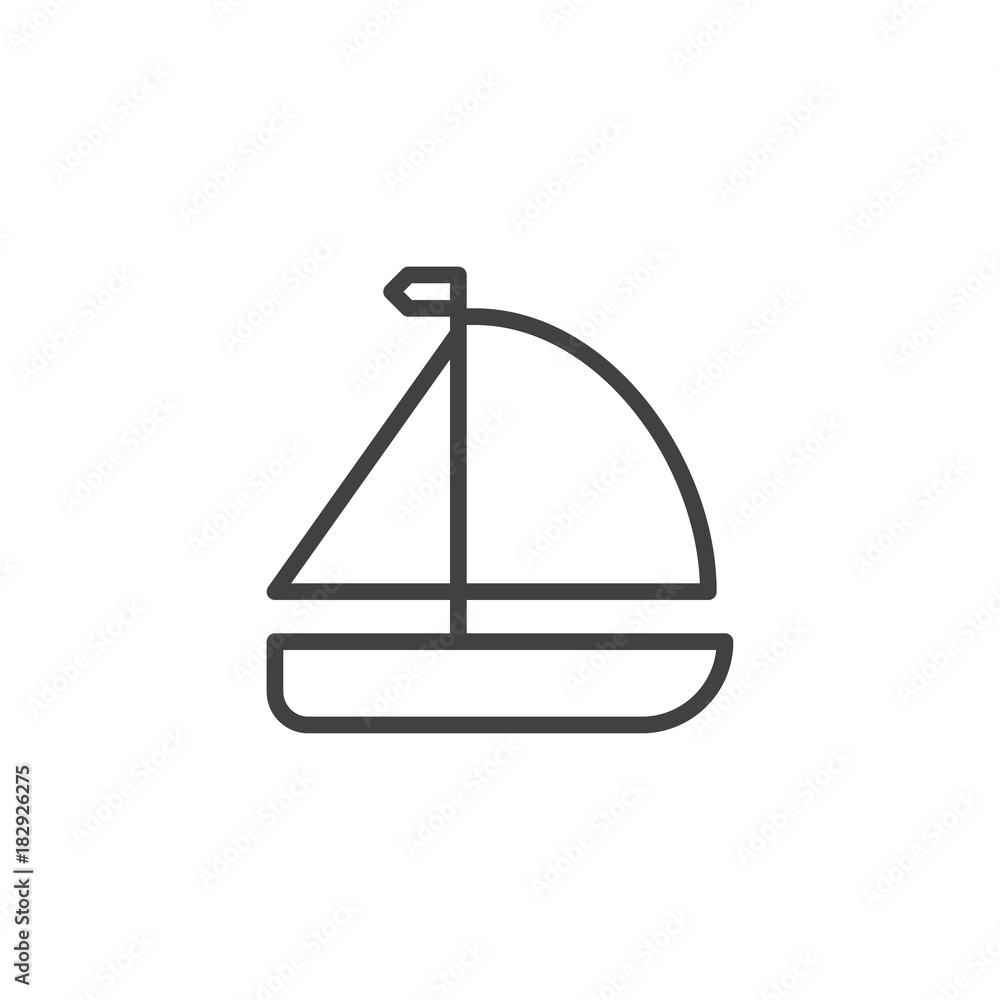 Sailboat line icon, outline vector sign, linear style pictogram isolated on white. Yachting trip symbol, logo illustration. Editable stroke Sailboat line icon, outline vector sign, linear style pictogram isolated on white. Yachting trip symbol, logo illustration. Editable stroke