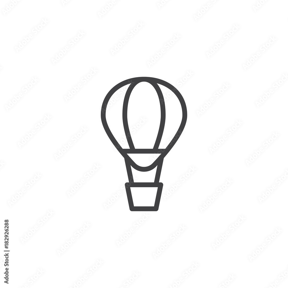 Obraz premium Hot air balloon line icon, outline vector sign, linear style pictogram isolated on white. Airballoon adventure fly trasnport symbol, logo illustration. Editable stroke