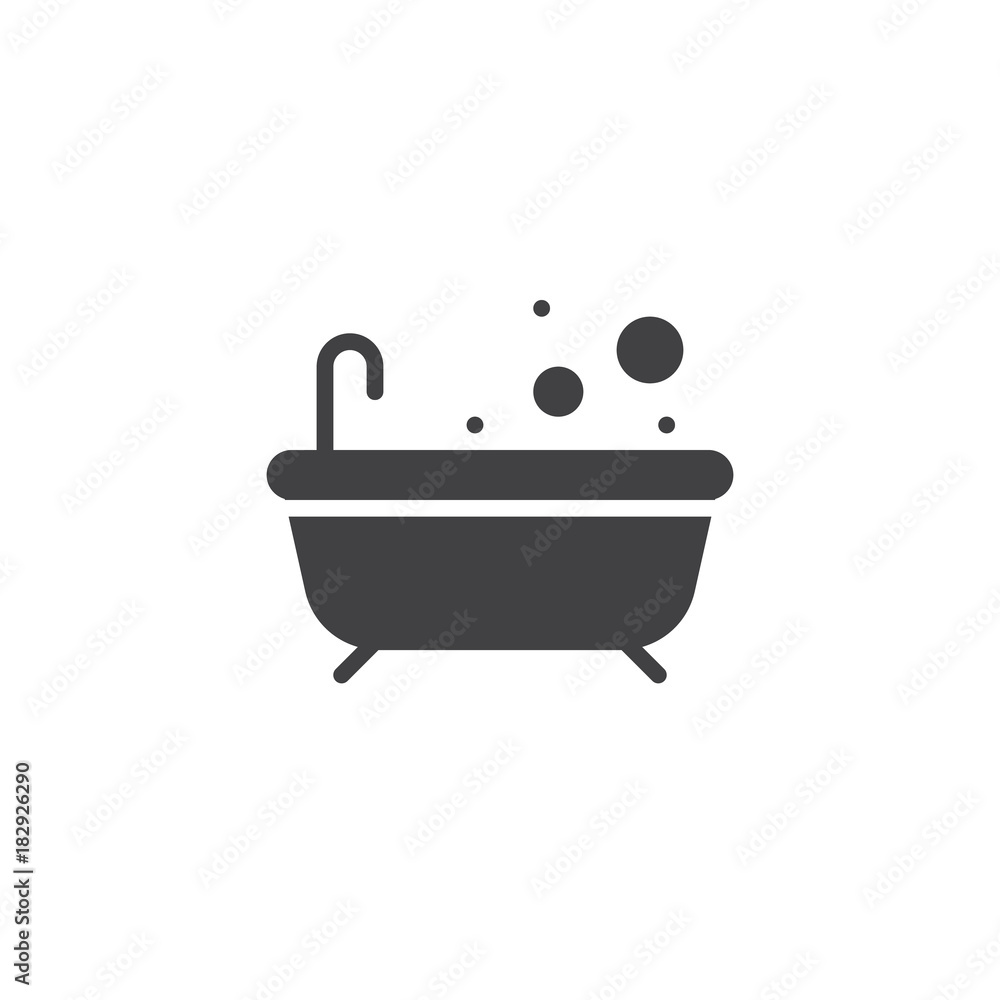 Bathtub icon vector, filled flat sign, solid pictogram isolated on white. Bath with bubble symbol, logo illustration. - obrazy, fototapety, plakaty 